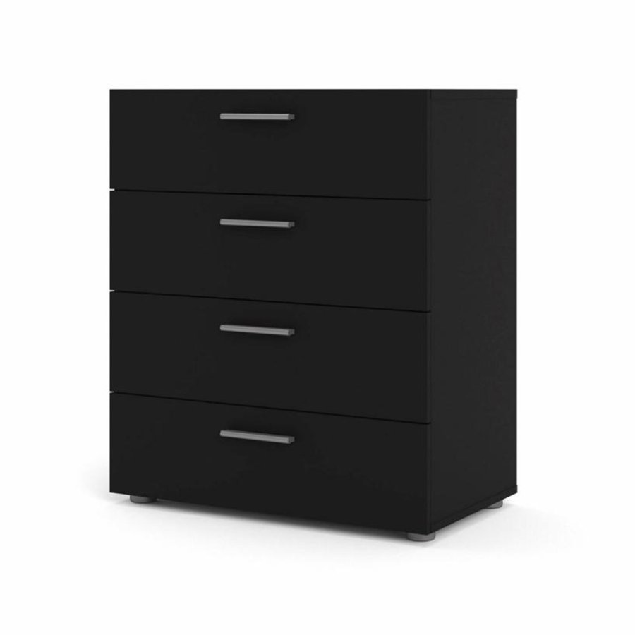 TVILUM Pepe Kommode, m. 4 Schubladen - schwarze Folie und Kunststoff