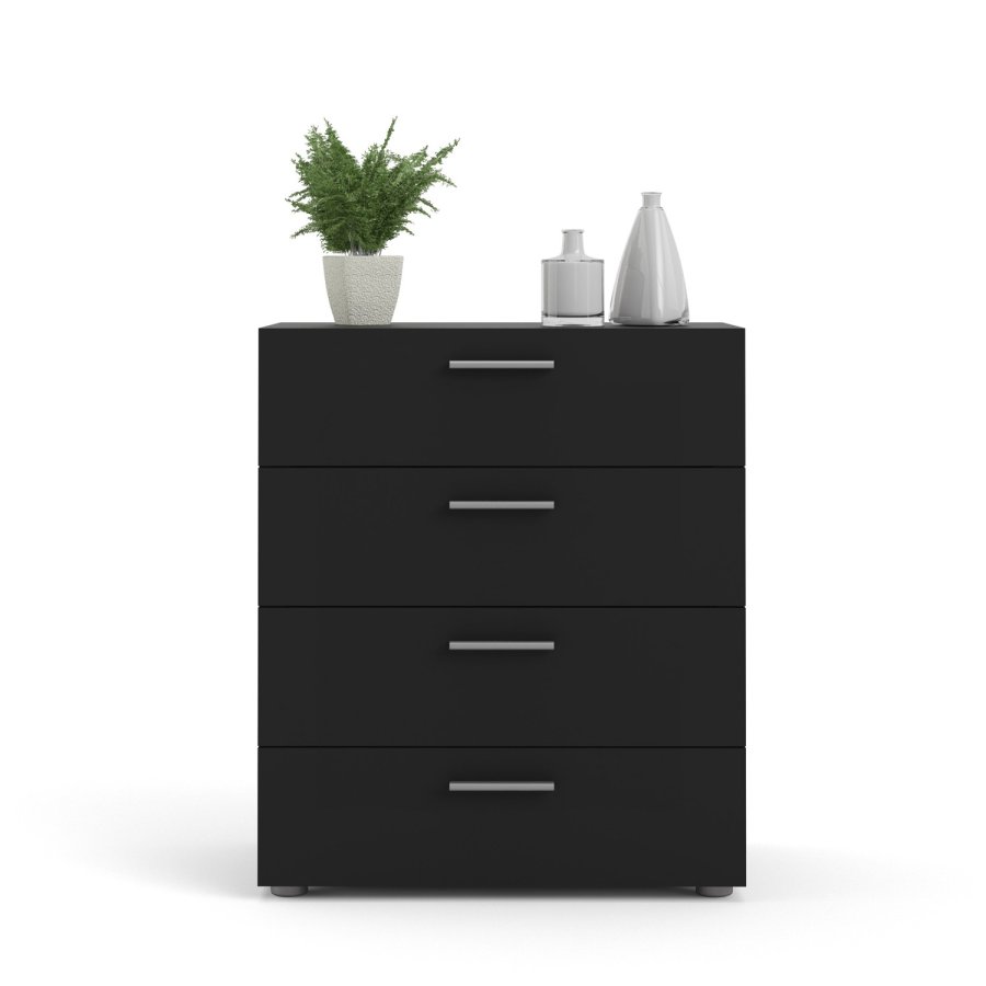 TVILUM Pepe Kommode, m. 4 Schubladen - schwarze Folie und Kunststoff