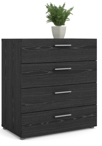 TVILUM Pepe kommode, m. 4 skuffer - sort folie og plastik