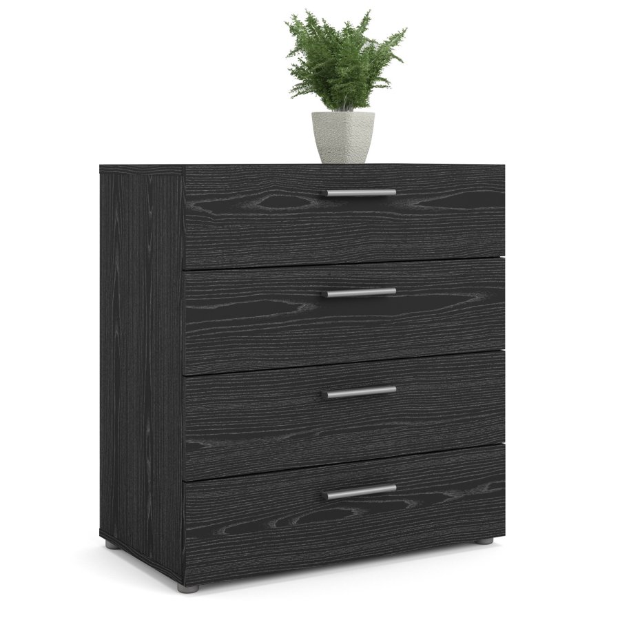 TVILUM Pepe Kommode, m. 4 Schubladen - schwarze Folie und Kunststoff