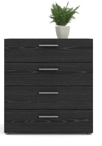 TVILUM Pepe Kommode, m. 4 Schubladen - schwarze Folie und Kunststoff