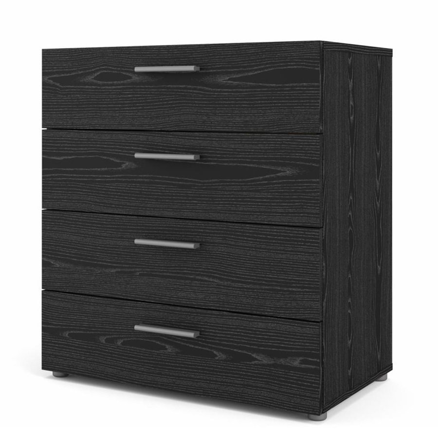 TVILUM Pepe Kommode, m. 4 Schubladen - schwarze Folie und Kunststoff