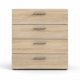 TVILUM Pepe Kommode, m. 4 Schubladen - eichenfarbene Folie und Kunststoff