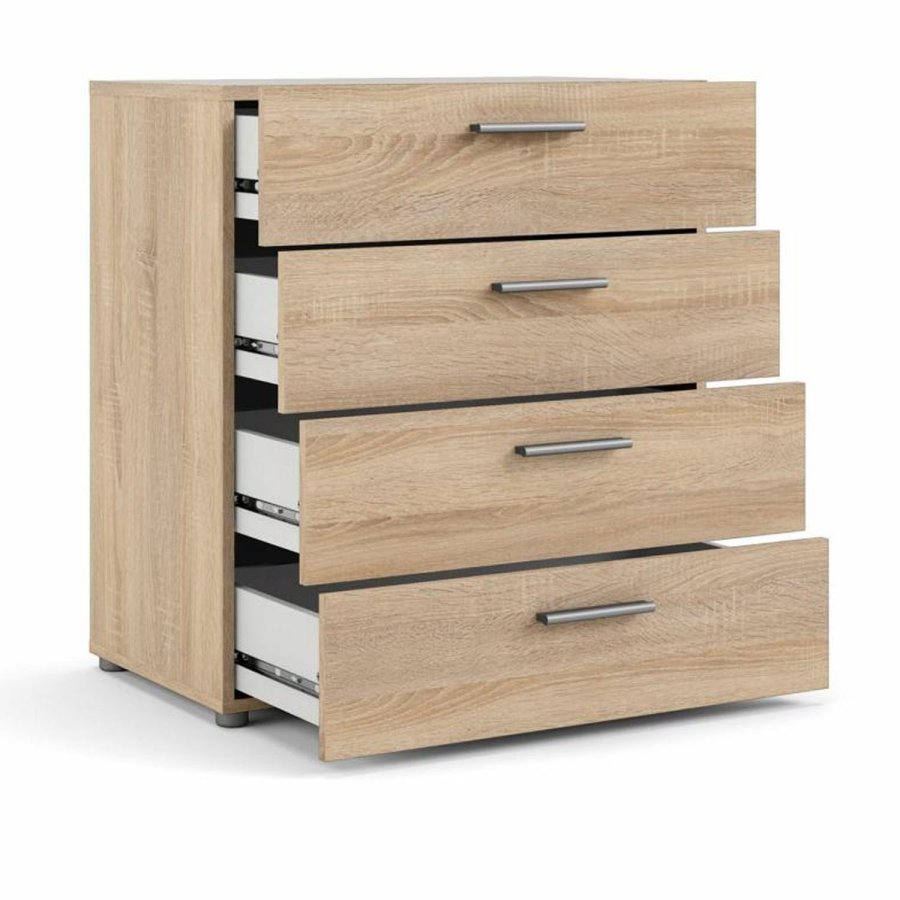 TVILUM Pepe Kommode, m. 4 Schubladen - eichenfarbene Folie und Kunststoff
