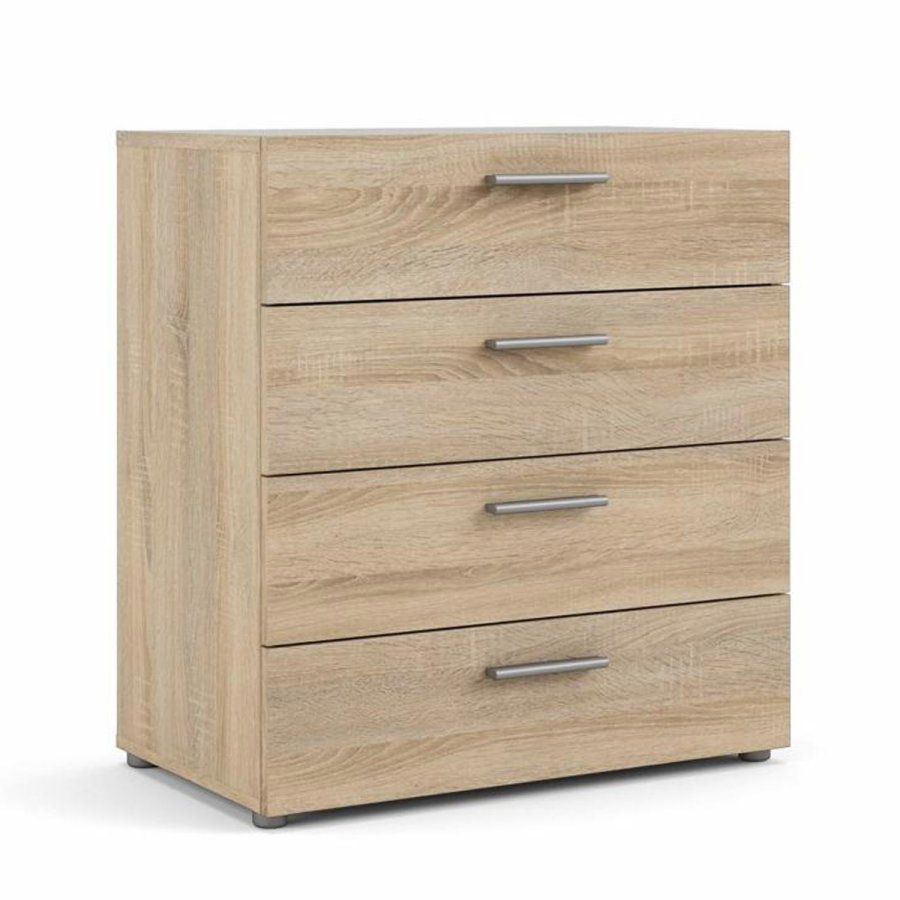 TVILUM Pepe Kommode, m. 4 Schubladen - eichenfarbene Folie und Kunststoff