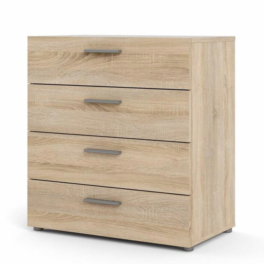 TVILUM Pepe Kommode, m. 4 Schubladen - eichenfarbene Folie und Kunststoff
