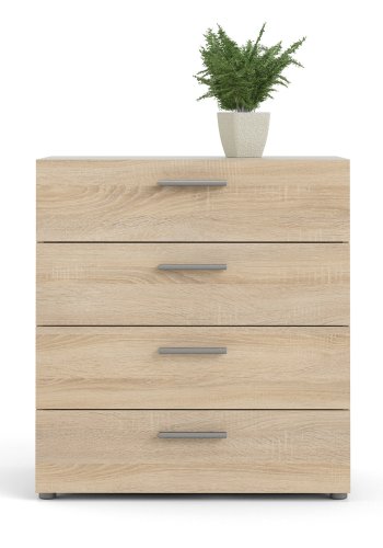 TVILUM Pepe Kommode, m. 4 Schubladen - eichenfarbene Folie und Kunststoff