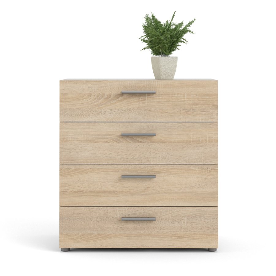 TVILUM Pepe Kommode, m. 4 Schubladen - eichenfarbene Folie und Kunststoff
