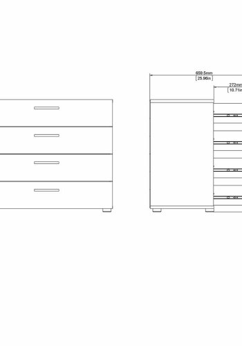 TVILUM Pepe Kommode, m. 4 Schubladen - eichenfarbene Folie und Kunststoff