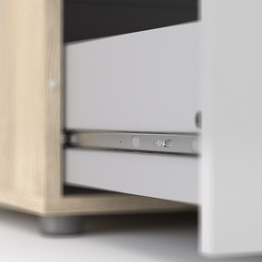 TVILUM Pepe Kommode - Eiche Struktur/Weiß Hochglanz, m. 4 Schubladen 