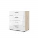 TVILUM Pepe Kommode - Eiche Struktur/Weiß Hochglanz, m. 4 Schubladen 