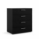 TVILUM Pepe Kommode, m. 4 Schubladen - schwarze Folie und Kunststoff