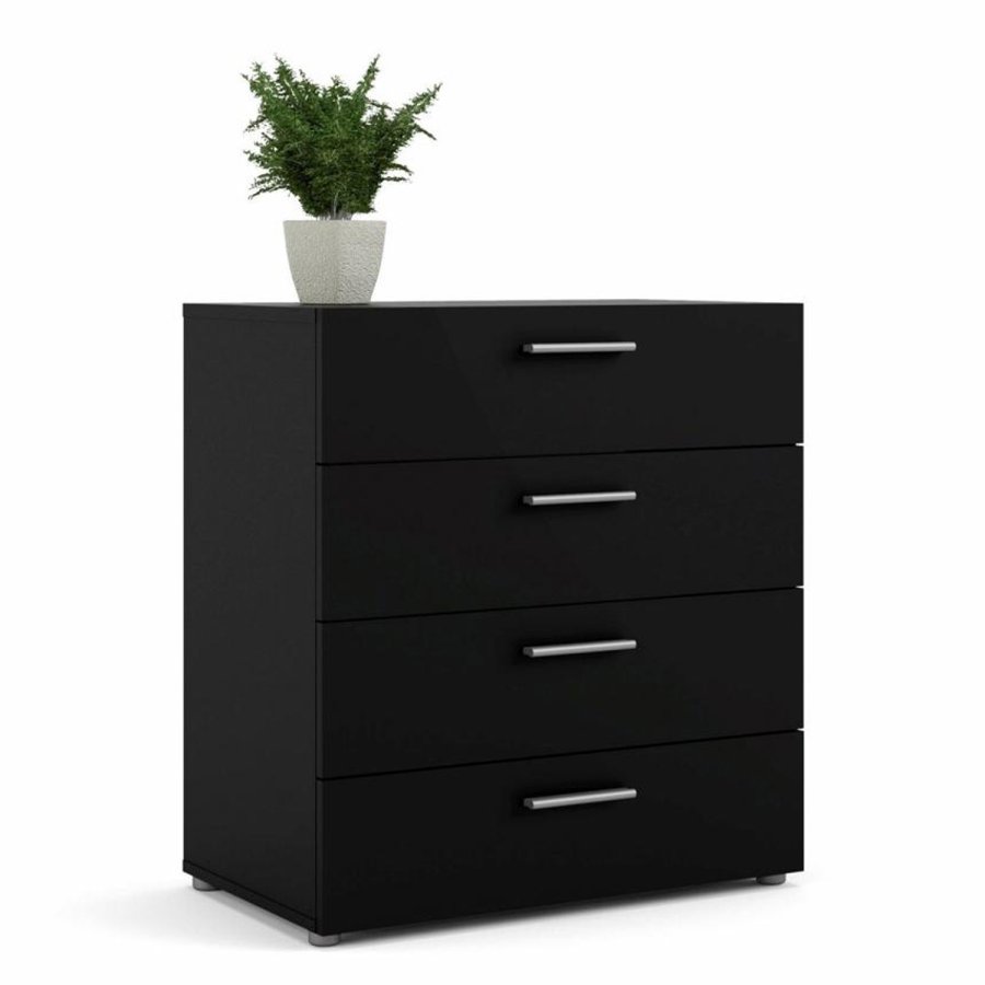TVILUM Pepe Kommode, m. 4 Schubladen - schwarze Folie und Kunststoff