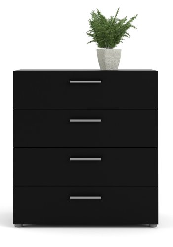 TVILUM Pepe Kommode, m. 4 Schubladen - schwarze Folie und Kunststoff