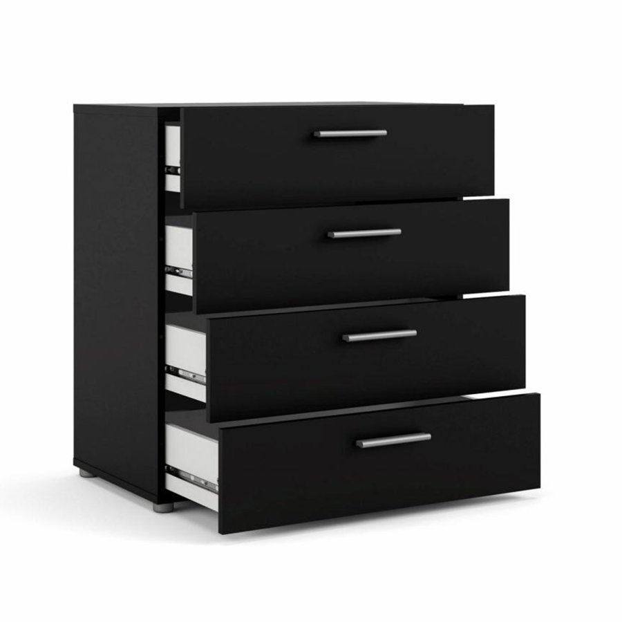 TVILUM Pepe Kommode, m. 4 Schubladen - schwarze Folie und Kunststoff