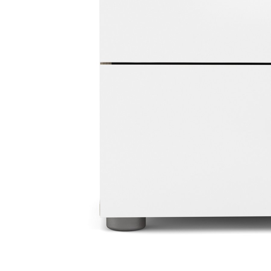 TVILUM Pepe Kommode - Weiß Hochglanz/Naturholz/Eichenfurnier, mit 5 Schubladen