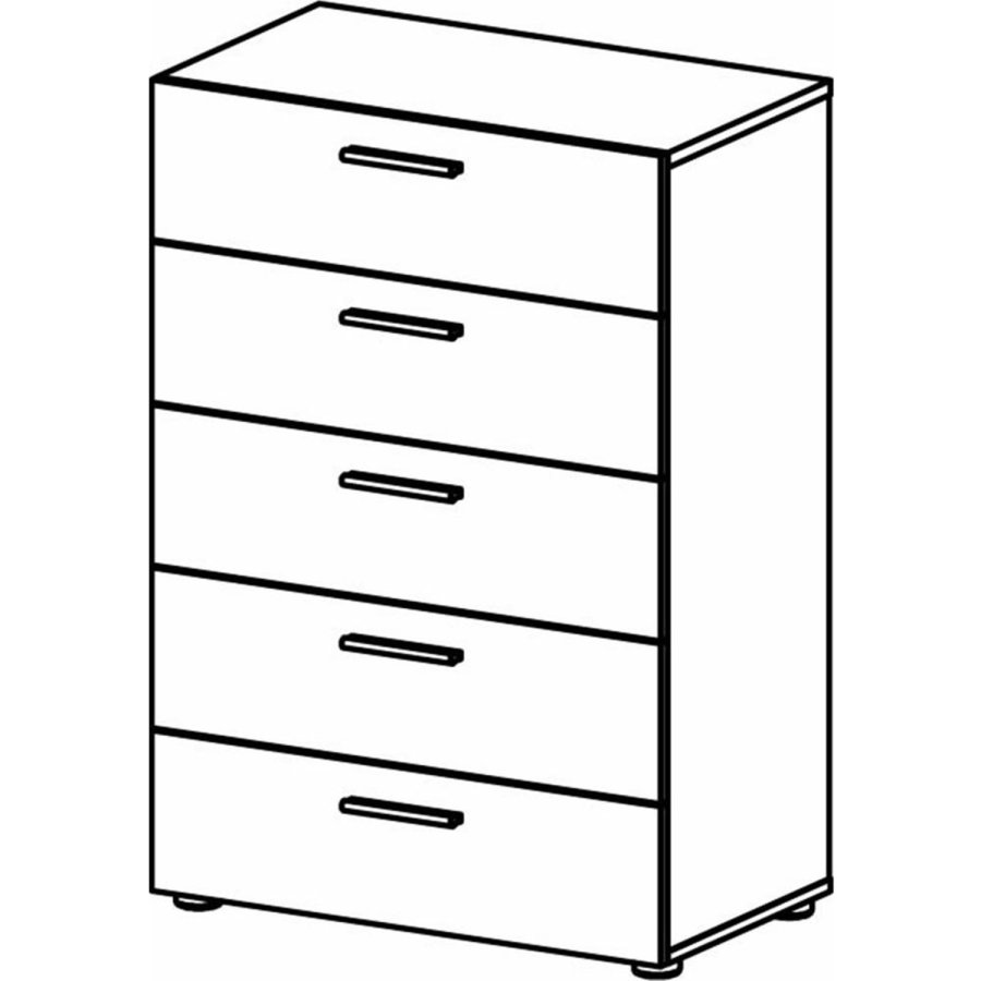 TWILUM Pepe kommode, m. 5 skuffer - svart folie og plast