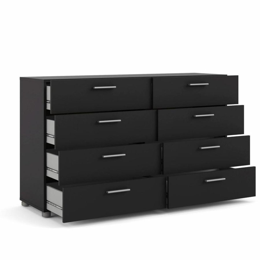 TVILUM Pepe Doppelkommode mit 8 Schubladen - schwarze Folie und Kunststoff