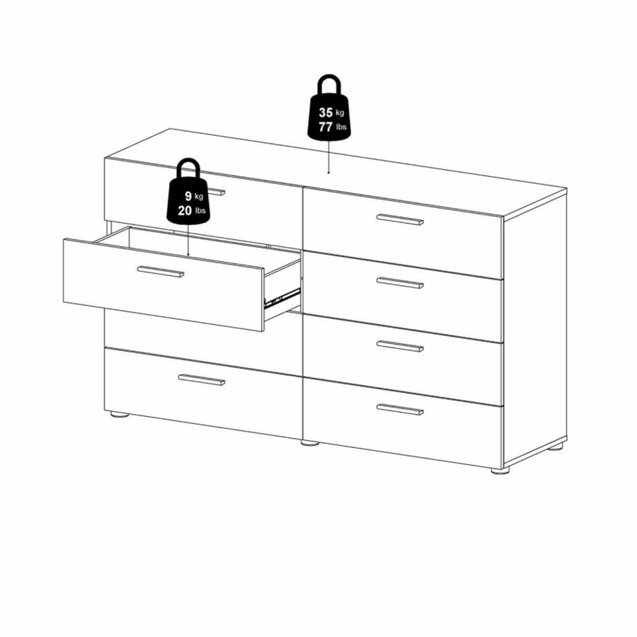 TVILUM Pepe Doppelkommode mit 8 Schubladen - schwarze Folie und Kunststoff