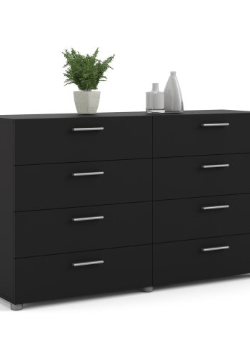 TVILUM Pepe Doppelkommode mit 8 Schubladen - schwarze Folie und Kunststoff