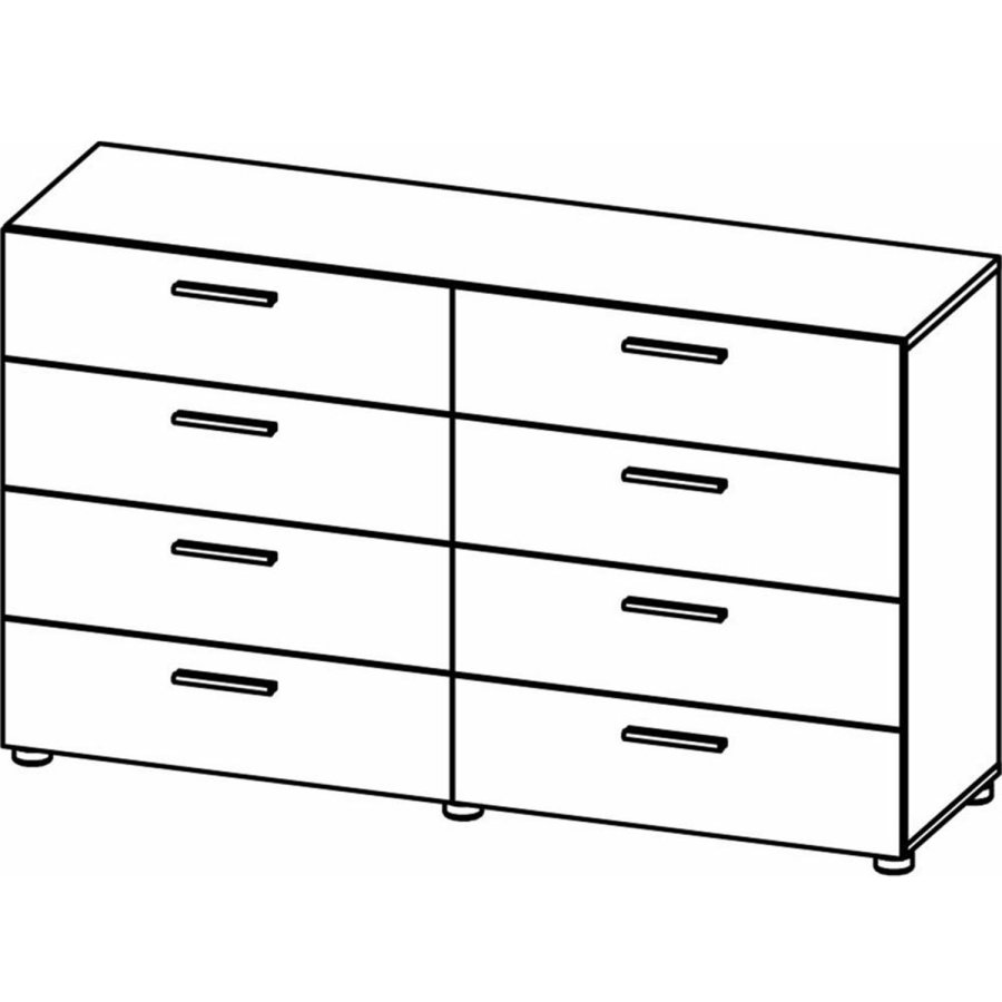 TVILUM Pepe Doppelkommode mit 8 Schubladen - schwarze Folie und Kunststoff