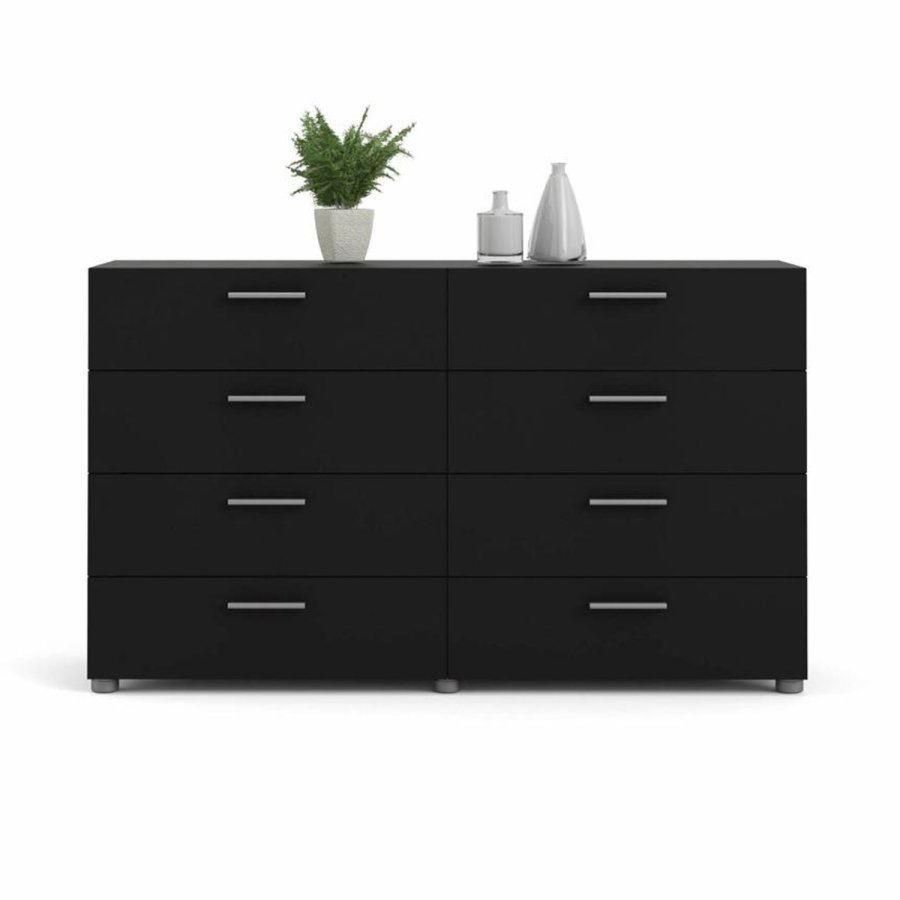 TVILUM Pepe Doppelkommode mit 8 Schubladen - schwarze Folie und Kunststoff