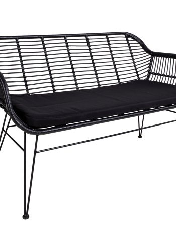 HOUSE NORDIC Trieste hagesofa, med pute - sort polyrattan og metall