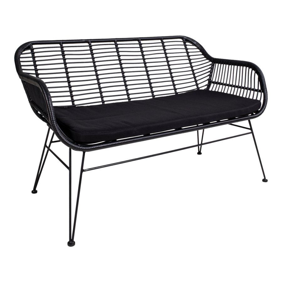HOUSE NORDIC Trieste hagesofa, med pute - sort polyrattan og metall