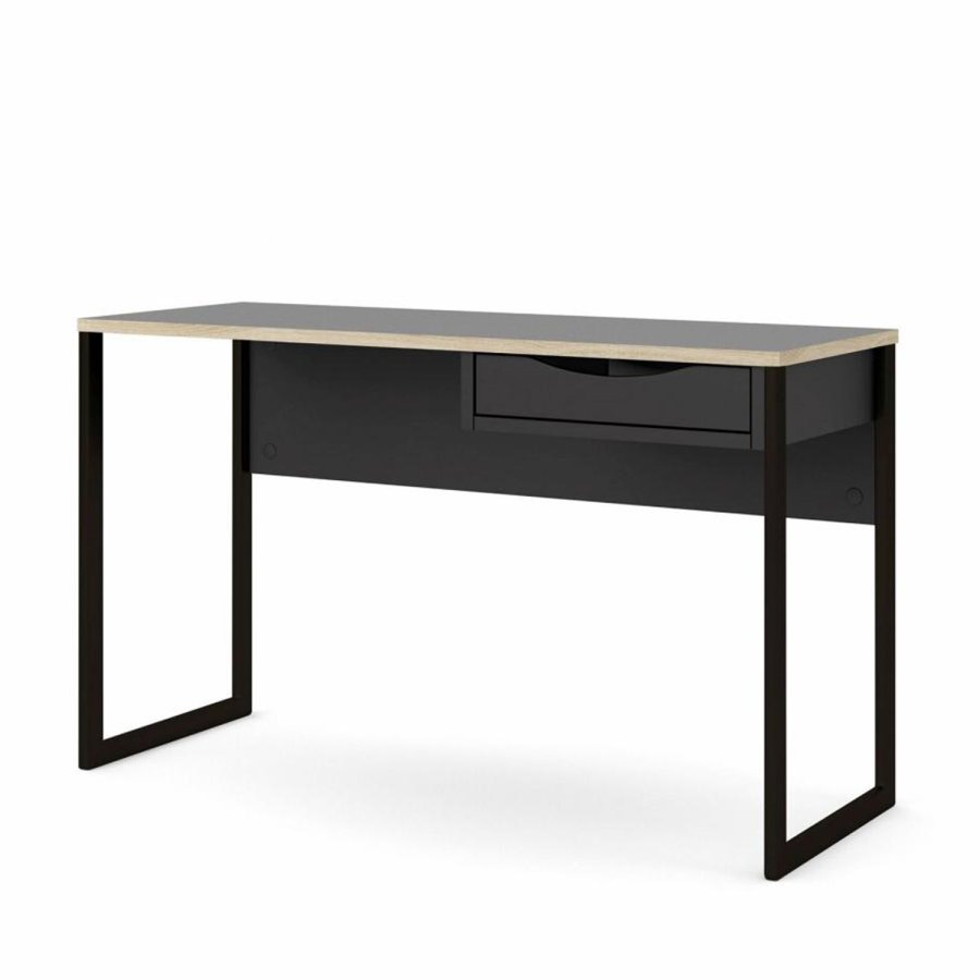 TVILUM Function Plus skrivebord, m. skuffe - sort folie og sort stl (130x48,4)