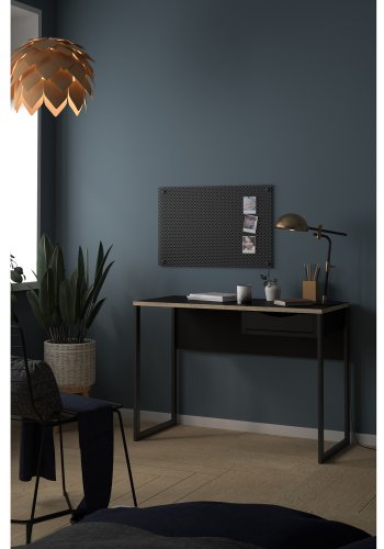 TVILUM Function Plus skrivebord, m. skuffe - sort folie og sort stl (130x48,4)