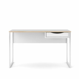 TVILUM Function Plus skrivbord, med lda - vit folie och vitt stl (130x48,4)
