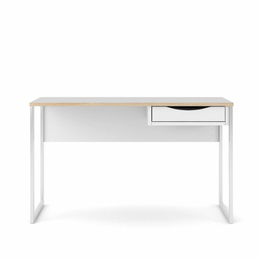 TVILUM Function Plus skrivebord, m. skuffe - hvid folie og hvid stl (130x48,4)