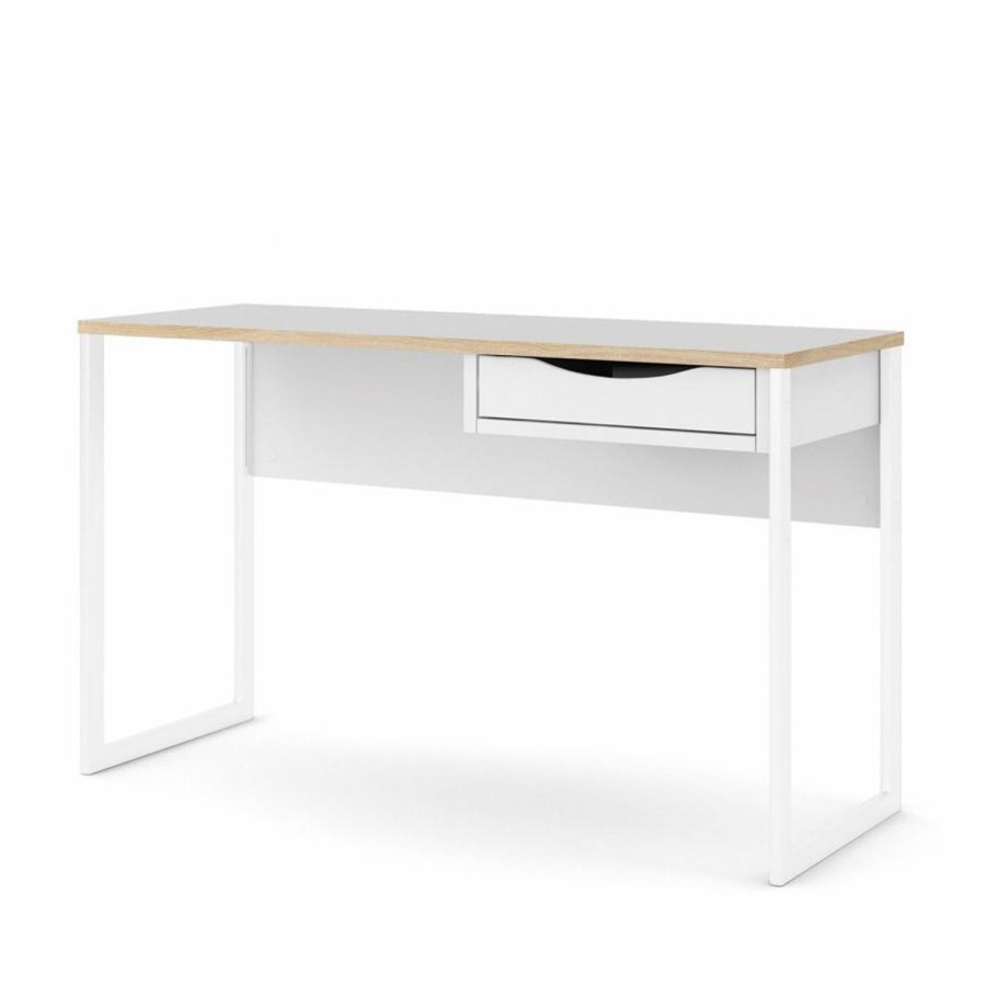 TVILUM Function Plus skrivebord, m. skuffe - hvid folie og hvid stl (130x48,4)