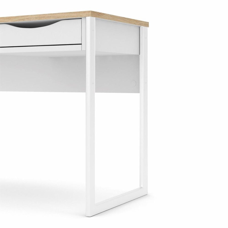 TVILUM Function Plus skrivebord, m. skuffe - hvid folie og hvid stl (130x48,4)