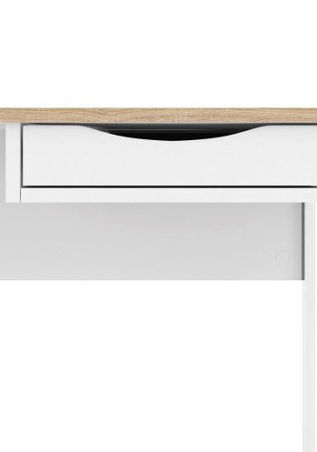 TVILUM Function Plus skrivebord, m. skuffe - hvid folie og hvid st�l (130x48,4)