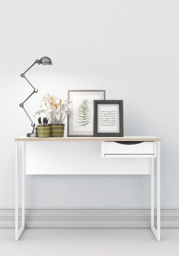 TVILUM Function Plus skrivebord, m. skuffe - hvid folie og hvid stl (110x48,4)