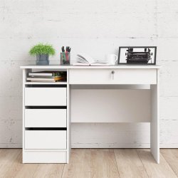 TVILUM Function Plus skrivebord, m. 1 rum og 4 skuffer - hvid folie og melamin (109,3x48,5) - TVILUM