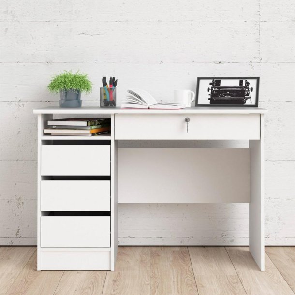 TVILUM Function Plus skrivebord, m. 1 rum og 4 skuffer - hvid folie og melamin (109,3x48,5) - TVILUM