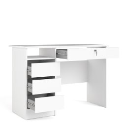 TVILUM Function Plus skrivebord, m. 1 rum og 4 skuffer - hvid folie og melamin (109,3x48,5) - TVILUM