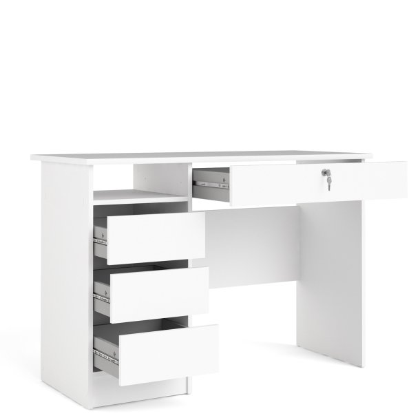 TVILUM Function Plus skrivebord, m. 1 rum og 4 skuffer - hvid folie og melamin (109,3x48,5) - TVILUM