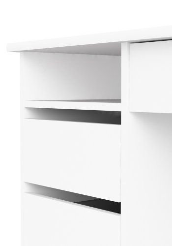 TVILUM Function Plus Schreibtisch, m. 1 Fach und 4 Schubladen - weiße Folie und Melamin (109,3x48,5)