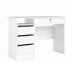 TVILUM Function Plus skrivebord, m. 1 rum og 4 skuffer - hvid folie og melamin (109,3x48,5) - TVILUM