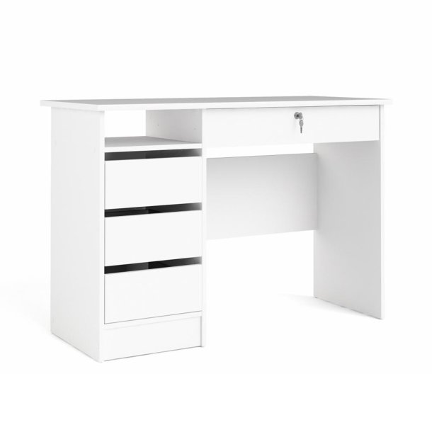 TVILUM Function Plus skrivebord, m. 1 rum og 4 skuffer - hvid folie og melamin (109,3x48,5) - TVILUM