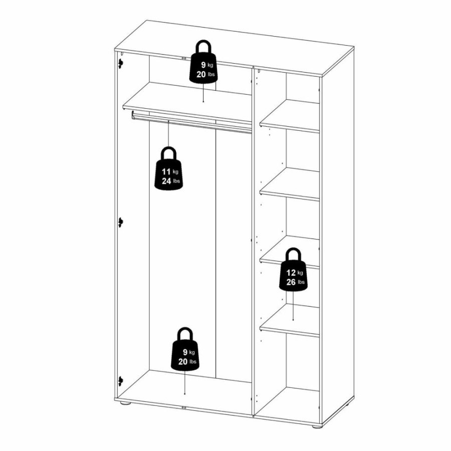 TVILUM Pepe Kleiderschrank, m. 3 Türen - weiß und eichenfarbene Folie