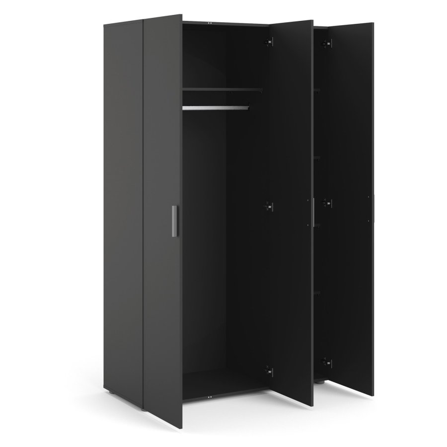 TVILUM Pepe garderobeskab, m. 3 lger - sort folie