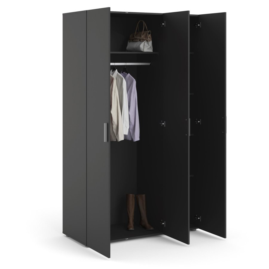 TVILUM Pepe garderobeskab, m. 3 lger - sort folie
