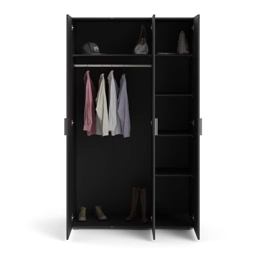 TVILUM Pepe garderobeskab, m. 3 lger - sort folie