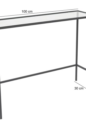 FUNZI LIVING Konsollbord i lerret, rektangulrt - glass og svart metall (100x30)