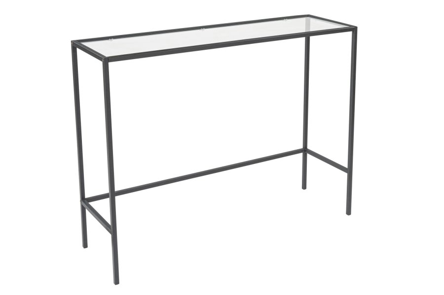 FUNZI LIVING Konsollbord i lerret, rektangulrt - glass og svart metall (100x30)