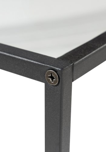 FUNZI LIVING Konsollbord i lerret, rektangulrt - glass og svart metall (100x30)